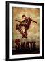 Skateboarding Skate Sketch Sports-null-Framed Art Print