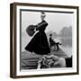 Skater in a Digby Morton Fur Trimmed Velvet Coat and Michael Bentley in the Background, 1955-John French-Framed Premium Giclee Print