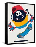 Skater Monster Vector Design-braingraph-Framed Stretched Canvas