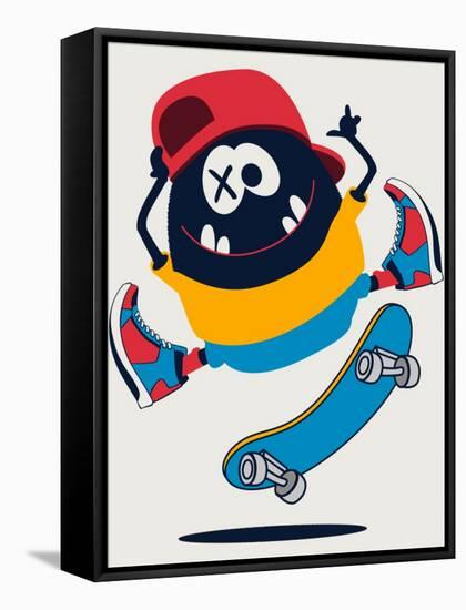 Skater Monster Vector Design-braingraph-Framed Stretched Canvas