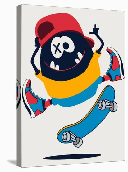 Skater Monster Vector Design-braingraph-Stretched Canvas