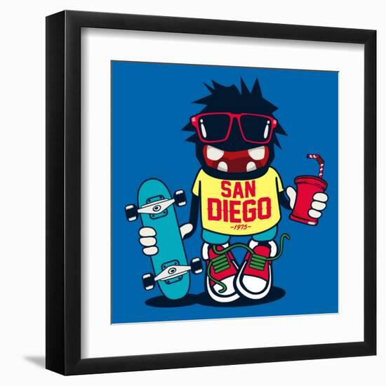 Skater Monster-braingraph-Framed Art Print