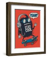 Skater Monster-braingraph-Framed Art Print