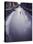 Skater on Frozen Canal, Amsterdam, Netherlands-Michele Molinari-Stretched Canvas