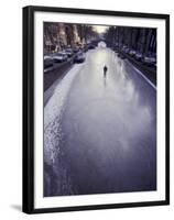 Skater on Frozen Canal, Amsterdam, Netherlands-Michele Molinari-Framed Premium Photographic Print