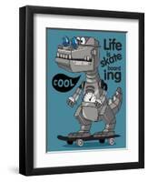 Skater, Robot Dino Vector Design-braingraph-Framed Art Print