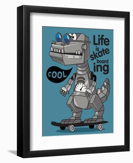 Skater, Robot Dino Vector Design-braingraph-Framed Art Print