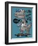 Skater, Robot Dino Vector Design-braingraph-Framed Art Print