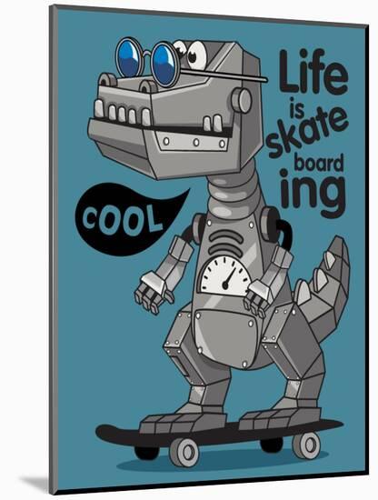 Skater, Robot Dino Vector Design-braingraph-Mounted Art Print