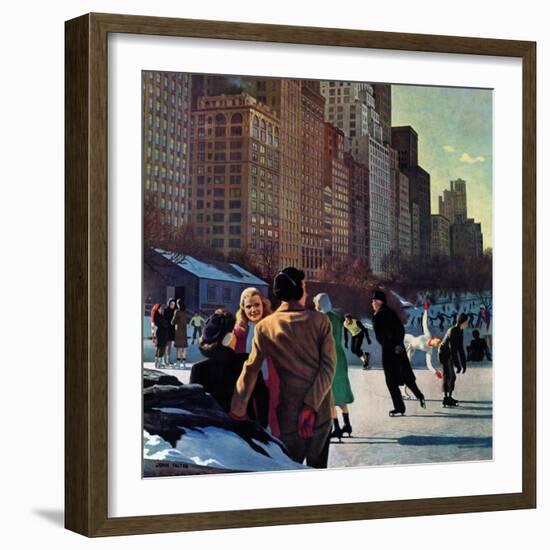 "Skaters in Central Park," February 7, 1948-John Falter-Framed Giclee Print