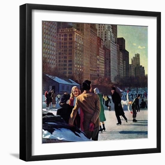 "Skaters in Central Park," February 7, 1948-John Falter-Framed Giclee Print