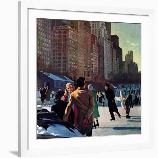 "Skaters in Central Park," February 7, 1948-John Falter-Framed Giclee Print