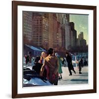 "Skaters in Central Park," February 7, 1948-John Falter-Framed Giclee Print