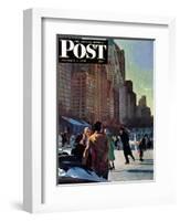 "Skaters in Central Park," Saturday Evening Post Cover, February 7, 1948-John Falter-Framed Giclee Print