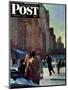 "Skaters in Central Park," Saturday Evening Post Cover, February 7, 1948-John Falter-Mounted Giclee Print