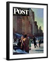 "Skaters in Central Park," Saturday Evening Post Cover, February 7, 1948-John Falter-Framed Giclee Print