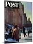 "Skaters in Central Park," Saturday Evening Post Cover, February 7, 1948-John Falter-Mounted Giclee Print