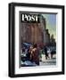 "Skaters in Central Park," Saturday Evening Post Cover, February 7, 1948-John Falter-Framed Premium Giclee Print