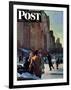 "Skaters in Central Park," Saturday Evening Post Cover, February 7, 1948-John Falter-Framed Giclee Print