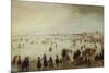 Skaters, Kolf Players, Elegant Ladies and Gentleman on Frozen Floodwaters-Hendrick Avercamp-Mounted Giclee Print