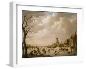 Skaters on a Frozen Canal, 1779-Hendrik Willem Schweickardt-Framed Giclee Print