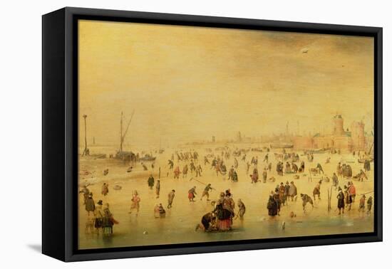 Skaters on a Frozen River, 17th Century-Barent Avercamp-Framed Stretched Canvas