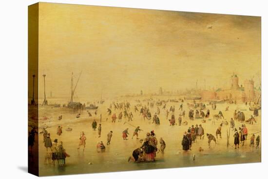 Skaters on a Frozen River, 17th Century-Barent Avercamp-Stretched Canvas