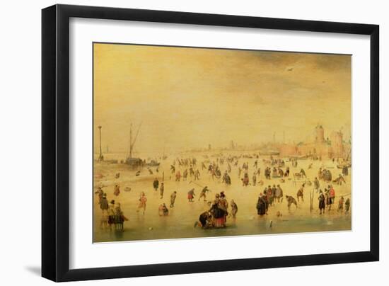 Skaters on a Frozen River, 17th Century-Barent Avercamp-Framed Giclee Print