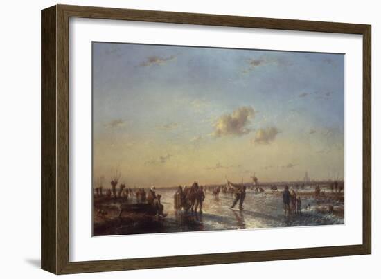 Skaters on a Frozen River-Jan Evert Morel-Framed Giclee Print