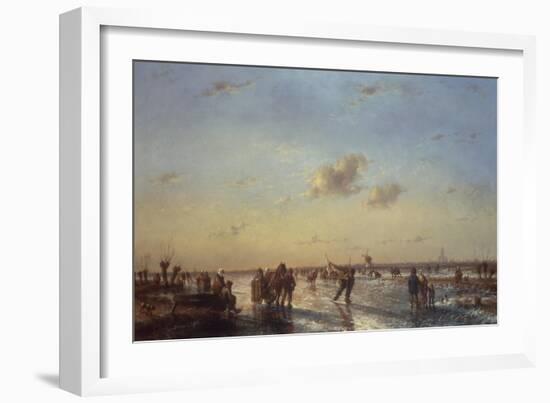 Skaters on a Frozen River-Jan Evert Morel-Framed Giclee Print