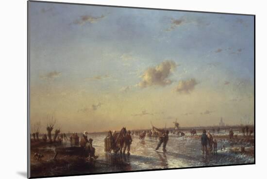 Skaters on a Frozen River-Jan Evert Morel-Mounted Giclee Print