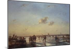 Skaters on a Frozen River-Jan Evert Morel-Mounted Giclee Print