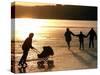 Skaters on the Frozen Lake Pilsensee-null-Stretched Canvas