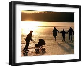 Skaters on the Frozen Lake Pilsensee-null-Framed Photographic Print
