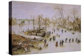 Skaters on the Lake-Jan Brueghel the Younger-Stretched Canvas