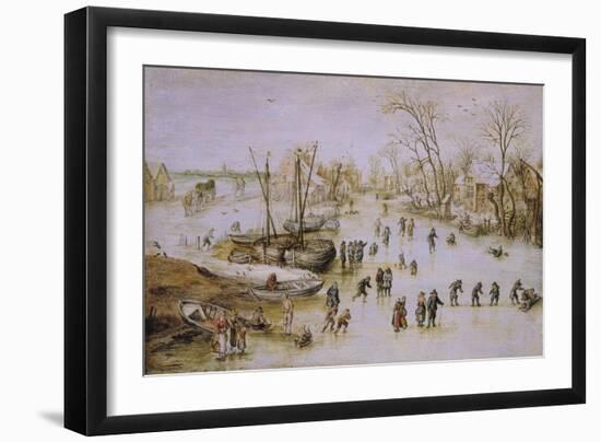 Skaters on the Lake-Jan Brueghel the Younger-Framed Giclee Print