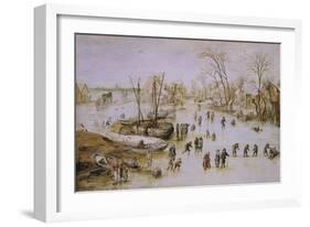 Skaters on the Lake-Jan Brueghel the Younger-Framed Giclee Print