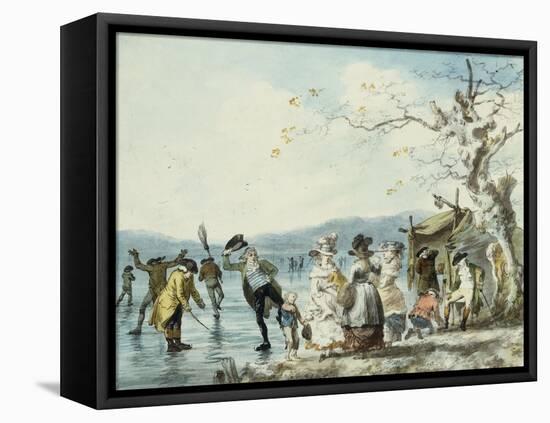 Skaters on the Serpentine, Hyde Park, London, 1786-Julius Caesar Ibbetson-Framed Stretched Canvas