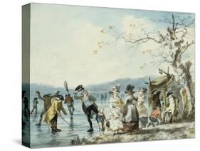 Skaters on the Serpentine, Hyde Park, London, 1786-Julius Caesar Ibbetson-Stretched Canvas