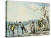 Skaters on the Serpentine, Hyde Park, London, 1786-Julius Caesar Ibbetson-Stretched Canvas