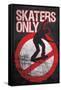 Skaters Only (Skating on Sign) Art Poster Print-null-Framed Stretched Canvas