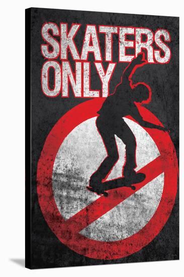 Skaters Only (Skating on Sign) Art Poster Print-null-Stretched Canvas