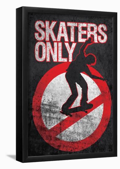 Skaters Only (Skating on Sign)-null-Framed Poster