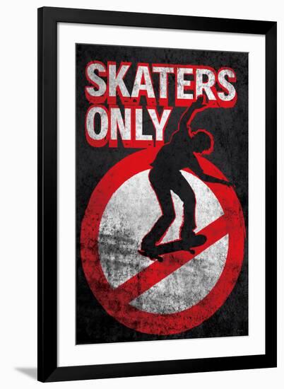 Skaters Only (Skating on Sign)-null-Framed Art Print