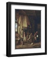 Skaters: Peasants in an Interior-Adriaen Van Ostade-Framed Art Print