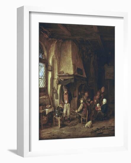 Skaters: Peasants in an Interior-Adriaen Van Ostade-Framed Art Print