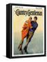 "Skating Couple," Country Gentleman Cover, February 1, 1928-McClelland Barclay-Framed Stretched Canvas