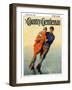 "Skating Couple," Country Gentleman Cover, February 1, 1928-McClelland Barclay-Framed Giclee Print