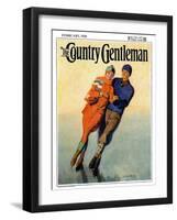 "Skating Couple," Country Gentleman Cover, February 1, 1928-McClelland Barclay-Framed Giclee Print