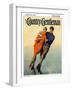 "Skating Couple," Country Gentleman Cover, February 1, 1928-McClelland Barclay-Framed Giclee Print